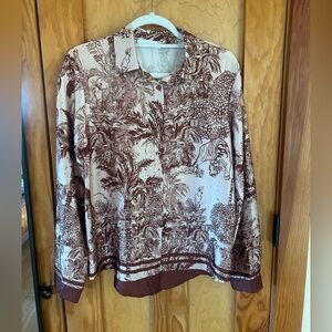 Brown and Tan Button Down Animal Shirt